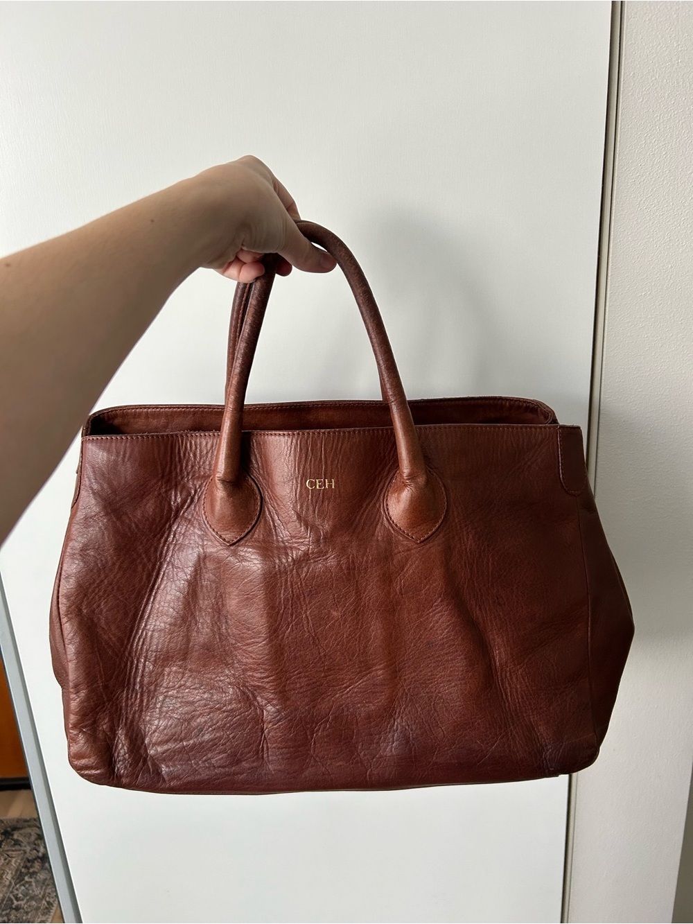 Mark & Graham Elisabetta Slouch Italian Leather Tote in dark Brown